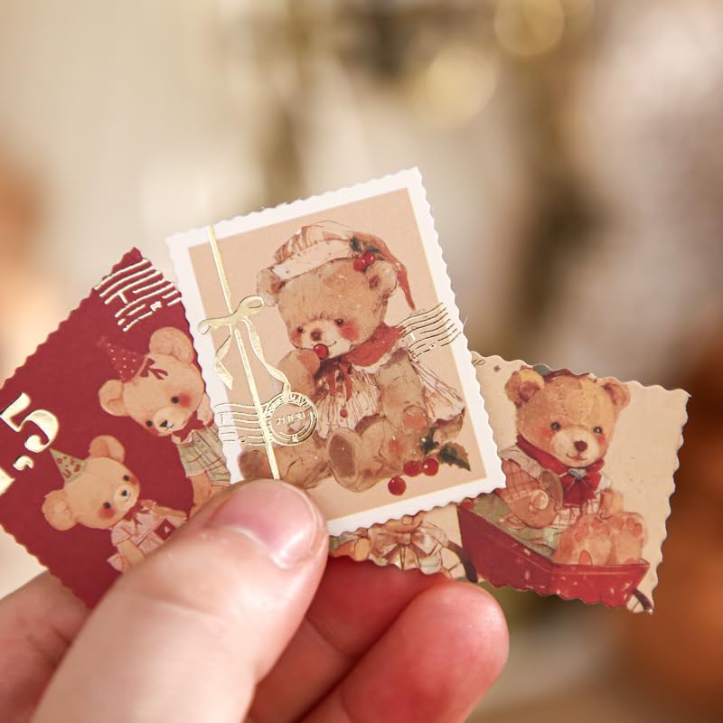 Alideco 120pcs Scrapbook Stickers Vintage Cute Little Bear Gift Scrapbooking Junk Journal Crafts Embelishment Decoration Stickers (xiaoxiongliwu) - Image 4