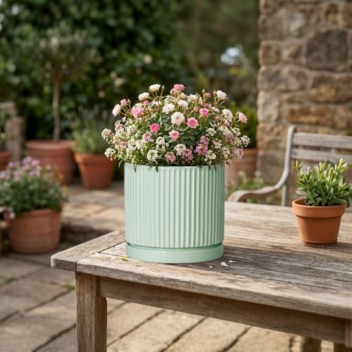 Ceramic Flower Pots, 6 Inch Plant Pot, Round Planter, Mint Green - Image 6
