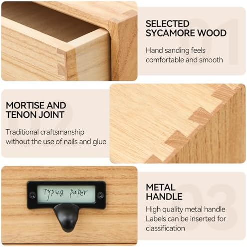 KIRIGEN Solid Wood Desk Organizer with 2 Drawers, Desktop Storage, Natural - Image 3
