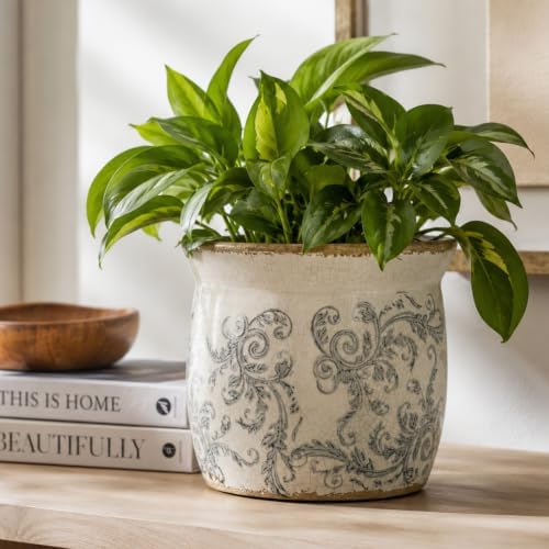 Doysayes Vintage Ceramic Flower Pot for Indoor Plant with Drainage Hole - Image 4