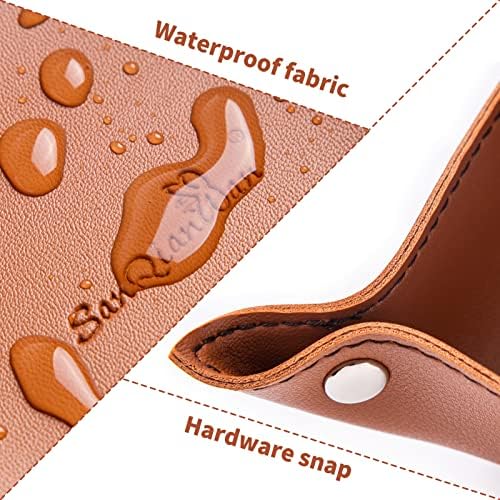 PU Leather Jewelry Valet Tray for Women and Man (Brown-B) - Image 3