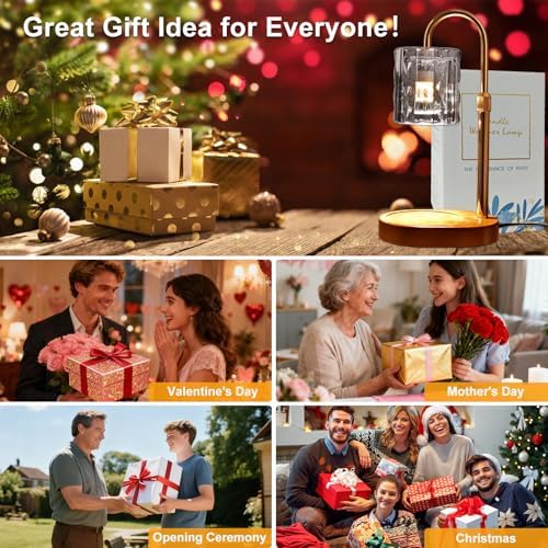 Candle Warmer Lamp with Timer and Dimmer 4-Level Dimmable Flower Light Heat Lamp for Jar Candles Adjustable Height Modern Cute Home Decor for Living Room Bedroom(Silver-Square) - Image 7