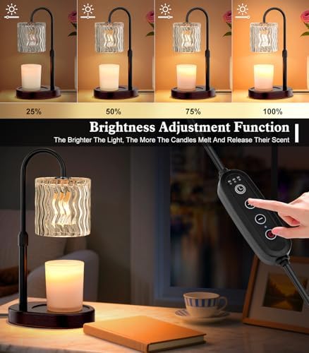 Candle Warmer Lamp Electric: Dimmable Timer Candles Warming Lamps - Height Adjustable Burner Jar - No Flame Scented Melts Wax - All Candle Jars Table Light Home Decor - Image 3