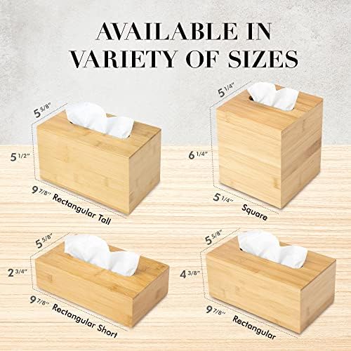 JUSK Design Tissue Box Holder - Modern, Minimalist, Durable Wooden Bamboo Box with Sliding Bottom, Easy-Refill - Premium-Quality Bamboo Cover, Square - Image 6