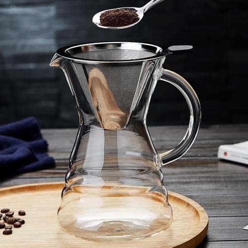 Unbreakable - 18 Pack Pour Over Coffee Maker with Permanent Stainless Filter 27 fl oz, Thickened Heat-Resistant Borosilicate Glass Dripper Coffee Brewer, Stovetop Safe - Image 2