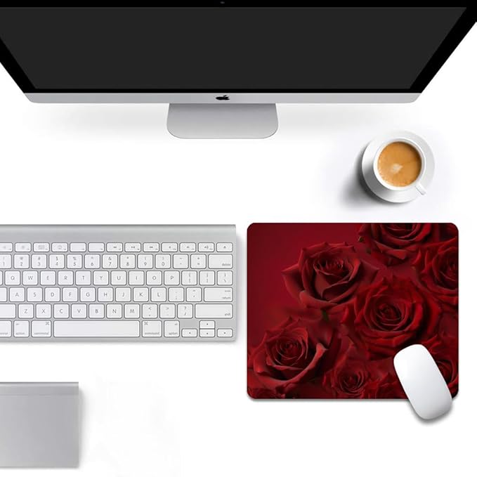 Red Rose Texture Mouse pad, Square Waterproof and Anti Slip Mouse pad for Office laptops