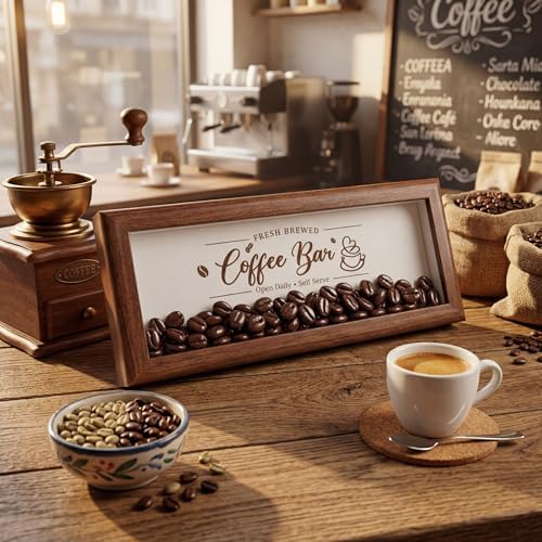 Novabright Daily Wooden Coffee Bar Stand Sign with Artificial Beans Decor - Image 6