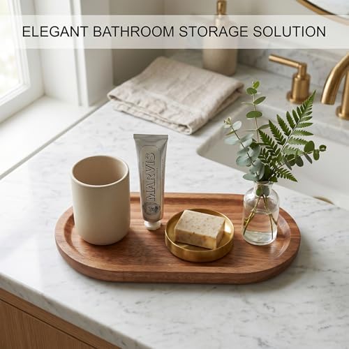 Small Acacia Wood Serving Tray, Mini Wooden Serving Tray, Bathroom Countertop Organizer Tray, Coffee Bar Tray, for Bread Vegetable Trays, Food Dish Platter Tableware Decorative Tray (7.48 x 4.13 inch) - Image 4