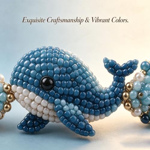 RYCHEENI DIY Beaded Bracelet Kit for Adults, Beginner Jewelry Making Craft Set with Instruction Guide, 3D Animal Beadwork Project, Complete Supplies for Women and Craft Lovers (Whale) - Image 3