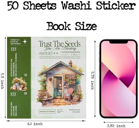 Garden Journal Stickers for Junk Journal Supplies, 50 Sheets Precut Watercolor Washi Sticker Book for Journaling, Scrapbooking, Bujo, Card Making, Art Crafts, Adults - Image 5