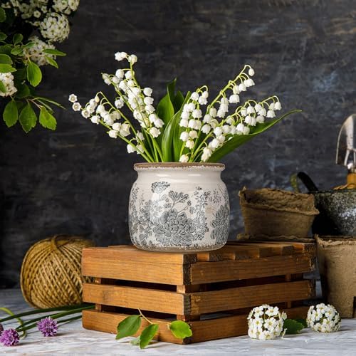 Vintage Planter Large Ceramic Plants Pot Grey Flower Pot - Image 6