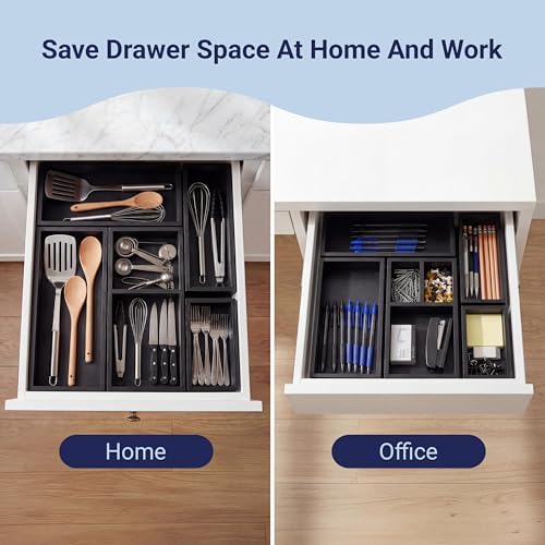 happimess Eldora 5-Piece Handcrafted Bamboo Drawer Organizers, Black - Image 4