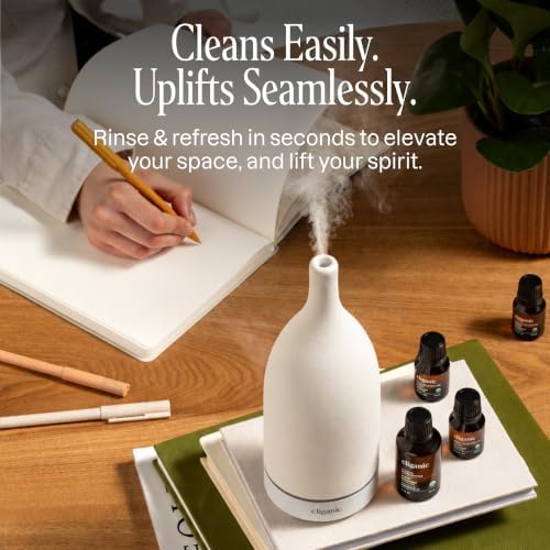 Cliganic Ceramic Aromatherapy Diffuser for Essential Oils (White) - 7 Color Lights, Cool Mist, Auto Shut Off for Home & Office - Image 5