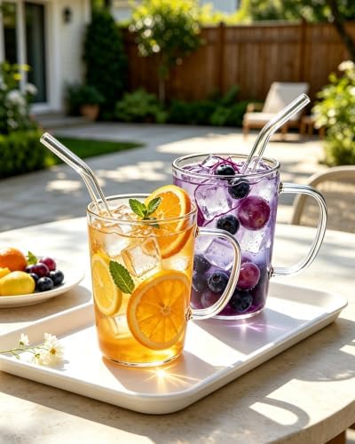 LUXU Glass Coffee Mugs, 17 oz Ice coffee cups,Large Beer Mugs Set of 4 - Image 5