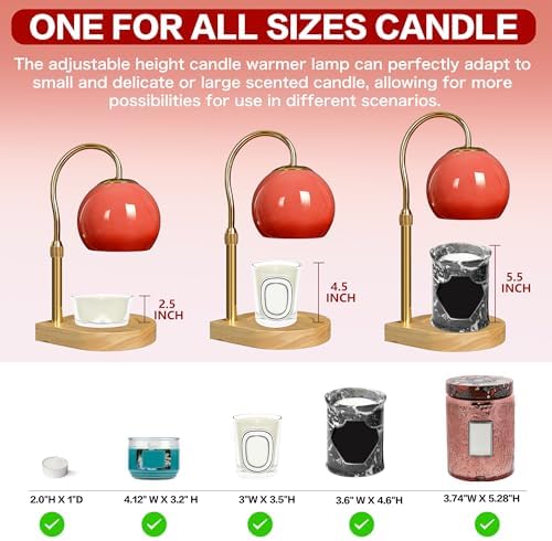 Candle Warmer Lamp with Timer 2H/4H/8H, Adjustable Height, Red - Image 2