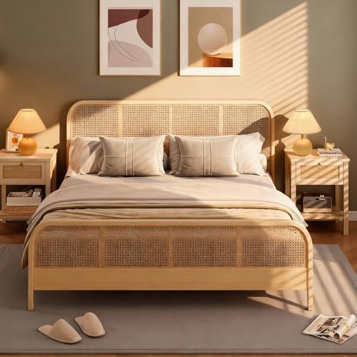 Table Lamp for Living Room,Wood Base Flaxen Fabric Shade Desk Lamp for Bedroom,Small Décor Ambient Bedside Lamps for Night Stands,LED Bulb (not Included) (2 Pack) - Image 4
