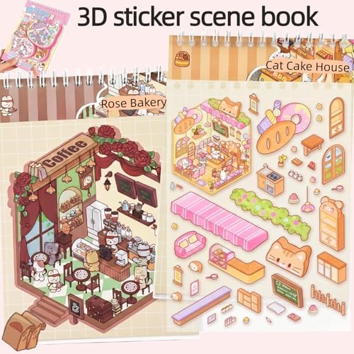 3D Miniature Room Sticker Book, Pink - Image 4