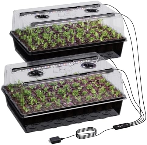 Patigrow 120-Cell Self-Watering Seed Starter Tray with Grow Light, Seed Starter Kit with 4.07” Humidity Dome, Indoor Seedling Starter Tray, Seed Starting Trays for Plant Germination, Seeds Growing by Patigrow