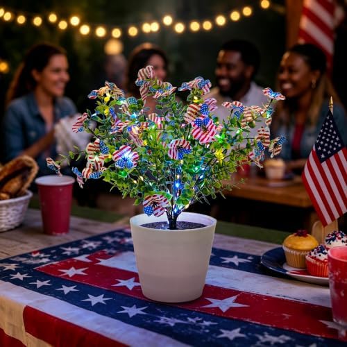 Patriotic LED Artificial Flowers, 4th of July LED Flower Light, Red White Blue Patriotic Home Decor - Image 5