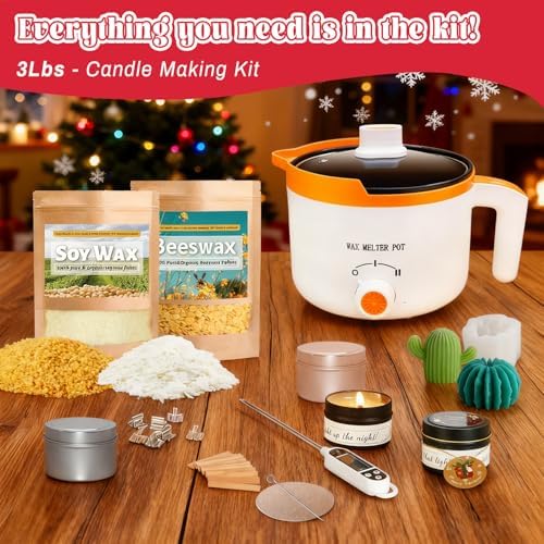 Complete Soy and Beeswax Candle Making Kit for Adults with Wax Melter - Image 3