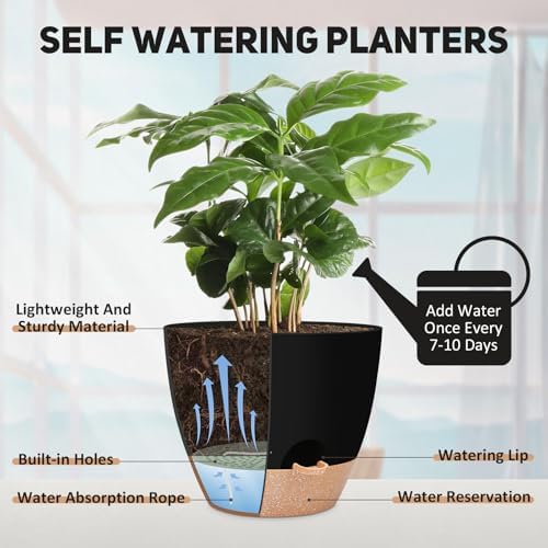 YNNICO 12 inch Large Self Watering Plant Pots for Indoor Outdoor Plants - Image 5
