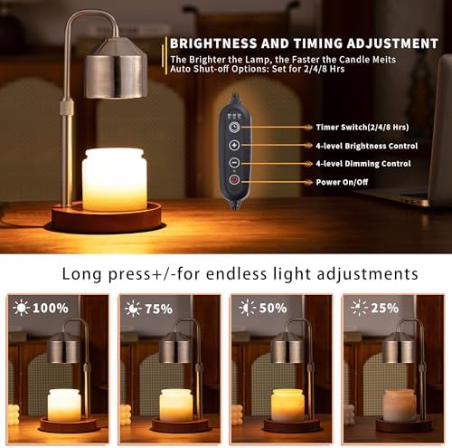 MOAFINA Chrome Candle Warmer Lamp with Timer,Height Adjustable Dimmable - Image 3