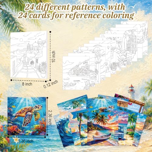 Sherr 12 Pcs Pre Drawn Canvas for Adults,Coastal Scenery,8 x 10 Inch - Image 3