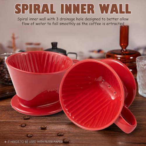 Pour Over Coffee Dripper, Ceramic Pour Over Coffee Maker, Red - Image 5