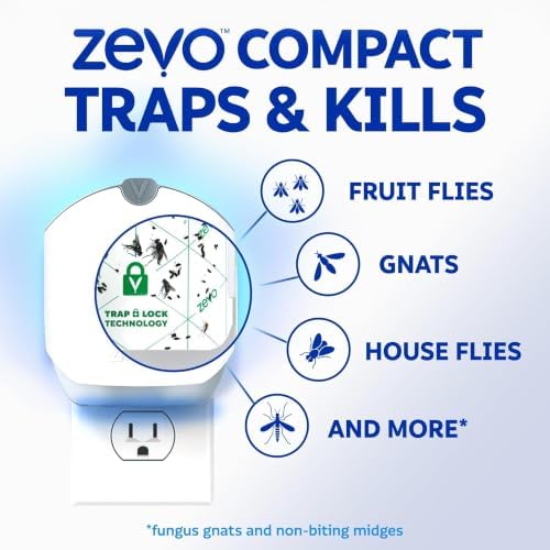 Zevo Compact Flying Insect Trap for Gnats & Fruit Flies, 1 Base & 3 Refills - Image 6