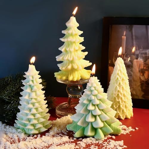 MGLIFEUL 5 PC Christmas Tree Pine Cone Silicone Candle molds with Wax Wick - Image 5