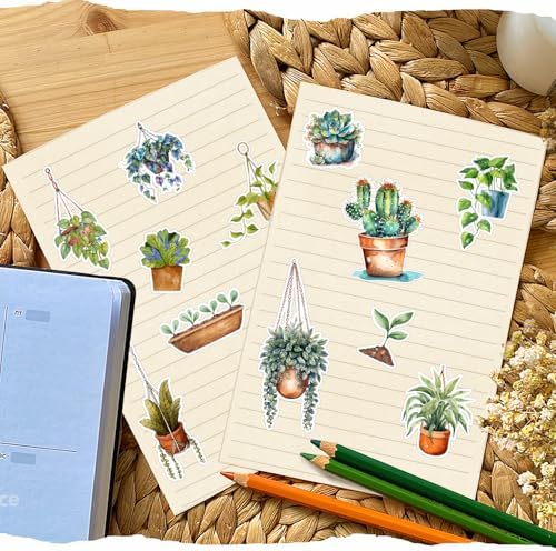 100+PCS Plant Stickers Journal Scrapbook Supplies Potted Plant Floral Decals DIY Decorative Green Plants Set Stickers for Laptop, Envelop, Scrapbook, Notebook, Luggage, Planner Diary - Image 5