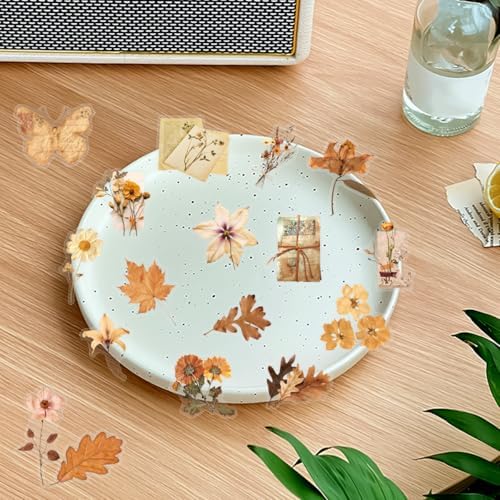50PCS Transparent Flora Scrapbook Stickers, Vintage Aesthetic Flowers Sticker for Scrapbooks Travel Journal, Vinyl Waterproof for Water Bottles Laptop Phone Scrapbook Supplies DIY Crafts(Flower-A) - Image 4