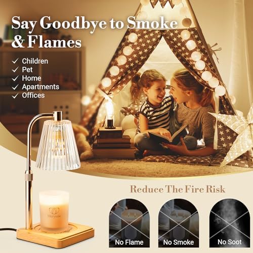 Marycele Candle Warmer Lamp with Timer for Yankee Candles, Adjustable Height Wax Melt Warmer, Birthday Gifts for Mom Women Sister, Vintage Glass Lamp, Christmas Decorations for Home Decor - Image 2