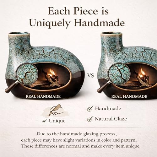 Handcrafted Ceramic Palo Santo Holder – Artistic Incense Burner for Meditation, Mindfulness and Zen Home Decor – Wabi-Sabi Style Cone Sculpture, Gift for Yoga, Relaxation & Aromatherapy (Viridis) - Image 4