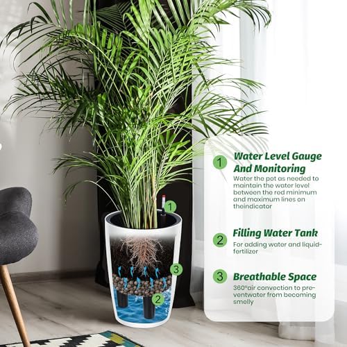 Garvee Tall Planters for Outdoor Plants, 16 in Planters Set of 4, White - Image 3