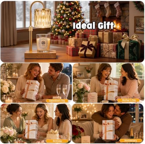 TOACSUCP Candle Warmer Lamp with 3 Bulbs, Adjustable Height Dimmable Candle Warmer with Timer, Compatible with Large Jar Candles, Candle Lamp with Charming Gift Box Ribbon for Her/Him(2 Pack) - Image 5
