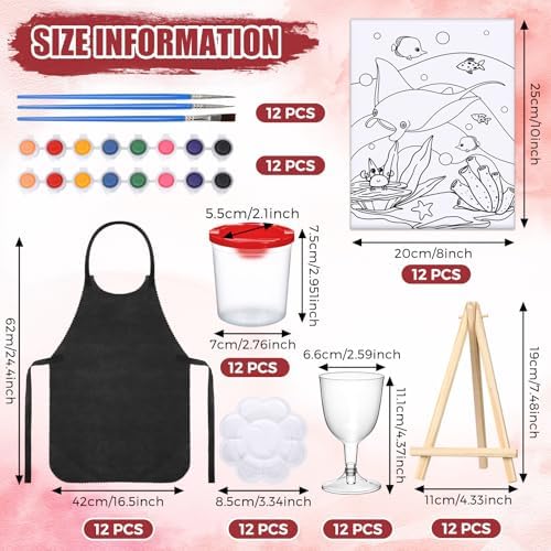 Sherr 96 Pcs 12 Set Pre Drawn Canvas Painting Kits, Retro - Image 2