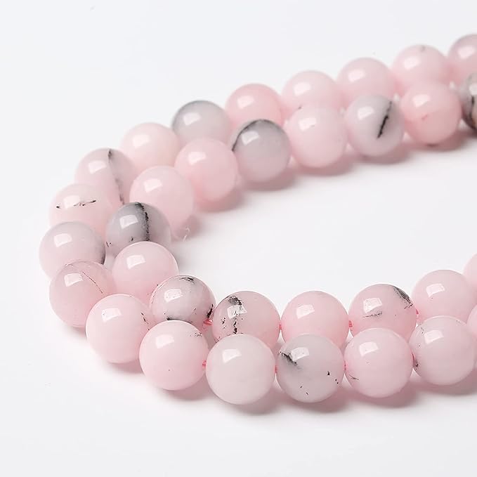 45pcs 8mm Natural Pink Opal Jades Stone Round Loose Spacer Beads for Jewelry Making DIY Bracelets Crystal Energy Healing Power Stone