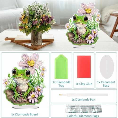 Diamond Painting Kits for Adults Beginners, 5D Full Drill Frog Crystal Art Desktop Ornament, DIY Single Sided Home Office Desk Decor, Creative Craft Gift Set with Tools - Image 3