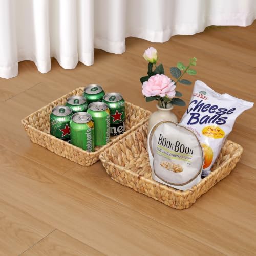 Small Wicker Basket Tray 2 Pack, Small Rattan Basket Set for Gifts,Entryway Console,Tabletop,Office | Woven Wicker Decorative Desk Baskets for Organizing - Image 3