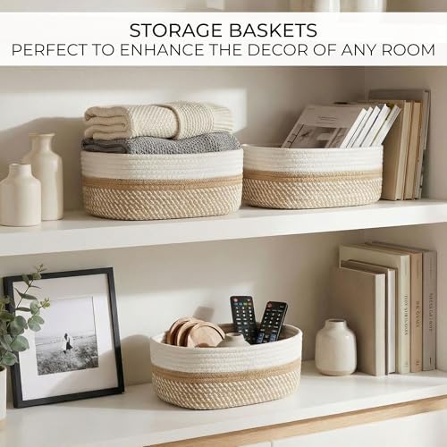 Beautiful Storage Basket Set of 3 - Sturdy Rope Baskets for Shelves - Image 4