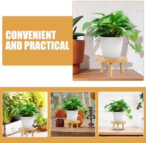 FAVOMOTO Wooden Bonsai Plant Stand, Rustic Single Tier Display Stool - Image 6