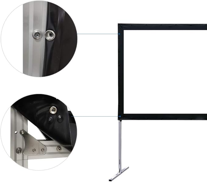 Projector Screen with Stand 144inch, SCREENPRO Portable Fast-Folding Movie Screen with (Max 20.7") Adjustable Leg and Carry Bag, 16:9 HD 4K Indoor/Outdoor Projector Screen for Home Theater