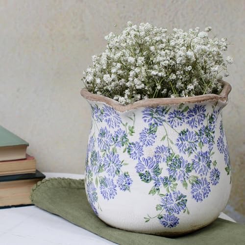 Ceramic Pots for Plants, Vintage Plant Pot with Drainage Hole, 6.11in. Planter for Indoor Plants, Crackle Glaze Finish Flower Pot, Perfect Tuscan Ceramic Planter for Gardening, Antique Blue Meadow - Image 4