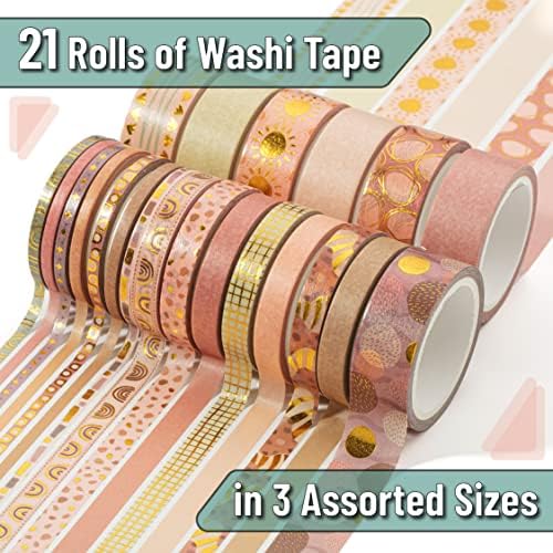 Mr. Pen- Washi Tape Set, 21 Rolls, Assorted Sizes, Boho Design - Image 2