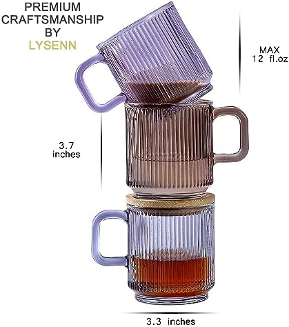 Lysenn Purple Glass Mug with Lid, Premium Glass Coffee Mug, 12 oz Tea Cup - Image 7