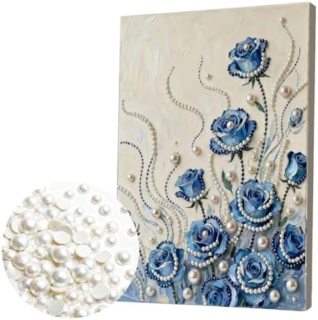 LQCrafK DIY Pearl Art Painting Handcraft Kit for Adults Beginners, Creative Design, Healing Stress-Relieving Home Wall Decoration, with Framed Painting and Tools-Blue Rose by LQCrafK