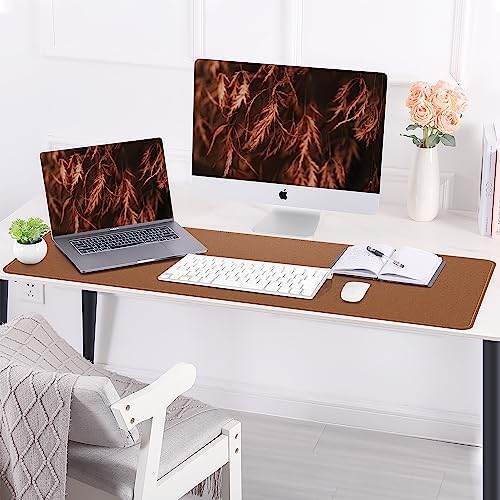 AFIING Cork Desk Mat 55" x 17", Dual-Sided Natural Cork & PU Leather Desk Pad, Non-Slip Waterproof Large Mouse Pad for Office, Home & Gaming (Brown) - Image 5