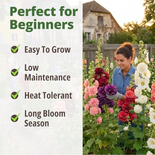 HOME GROWN Hollyhock Seeds, Chater's Double Mix, 2,400 Seeds, Alcea rosea - Image 4