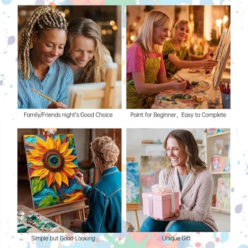 Oil Painting Flowers 6 Pack DIY Paint by Numbers Kits for Adults Sunflower Poppy Lavender Lily Flower Acrylic Paint Number Painting Kits on 8x12 Inch Canvas without Frame Floral Home Wall Decor - Image 6
